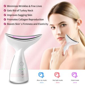 EMS Microcurrent Neck Face Beauty Device With 3 Colours LED Photon Therapy Skin Tightening Reduce Double Chin Face Lifting Devices