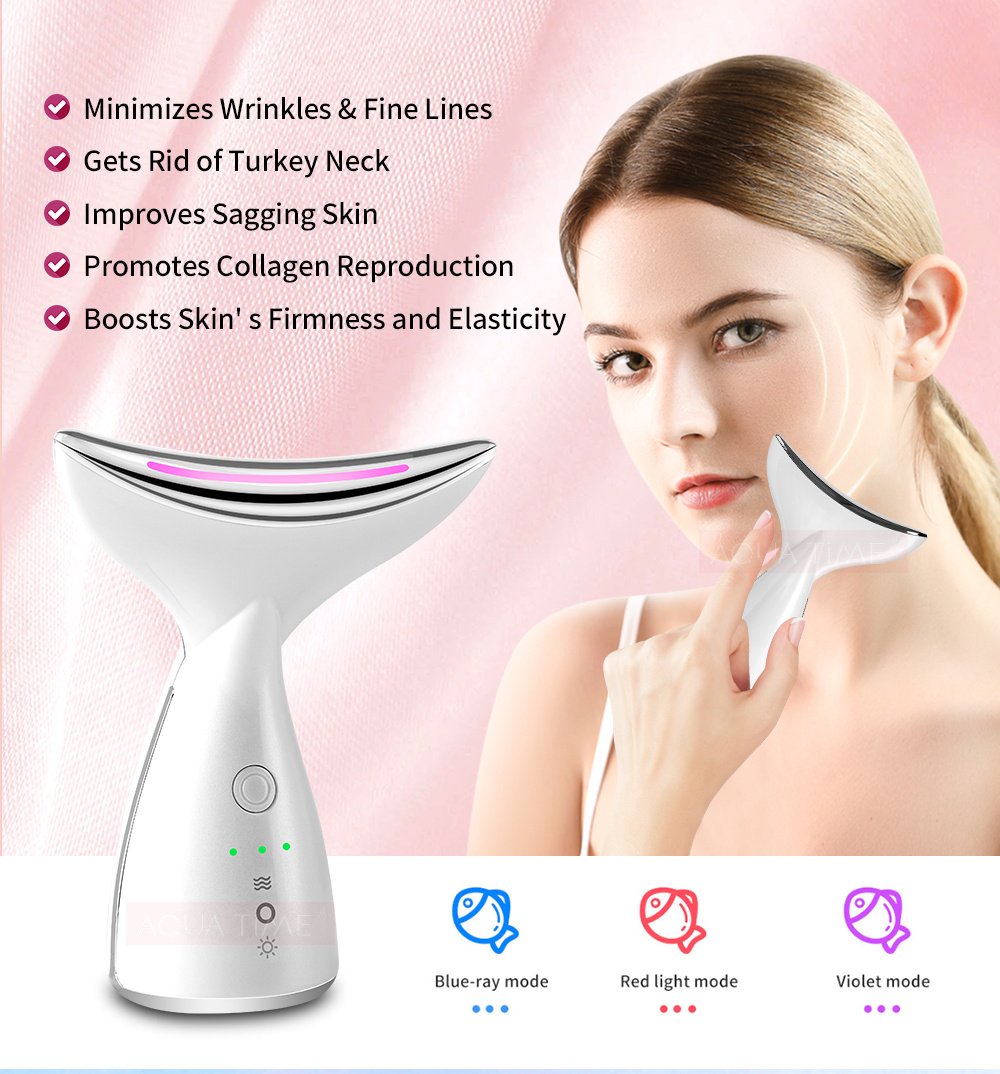 EMS Microcurrent Neck Face Beauty Device With 3 Colours LED Photon Therapy Skin Tightening Reduce Double Chin Face Lifting Devices