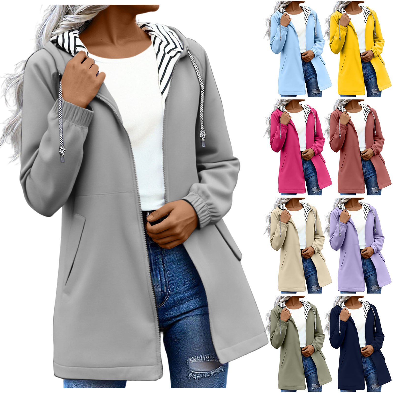 European And American Womens Trench Coat Windproof Jacket - Image 6