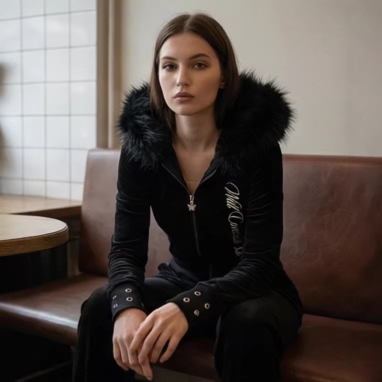 Plush Hooded Zip-up Jacket - Image 5