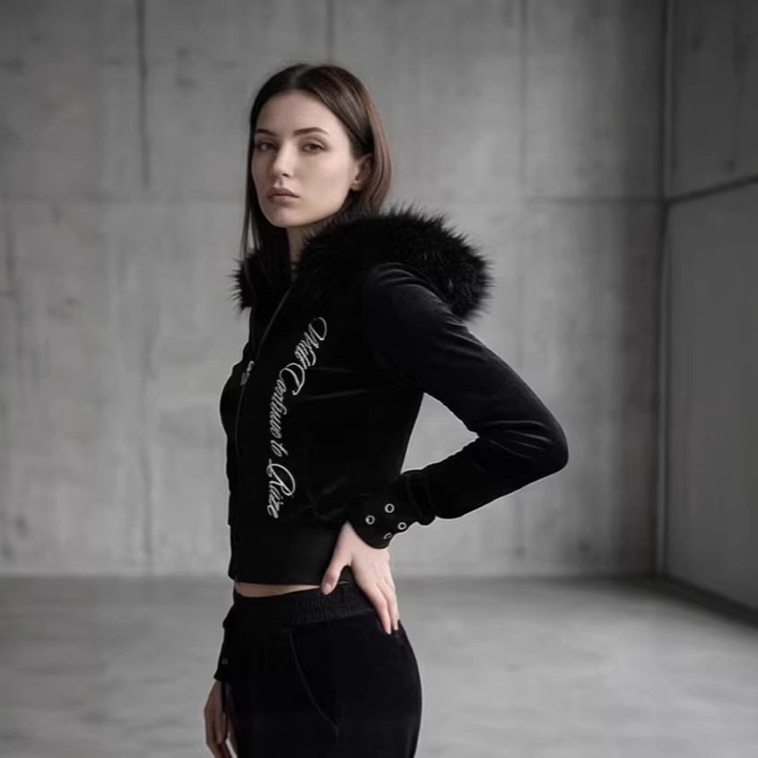 Plush Hooded Zip-up Jacket