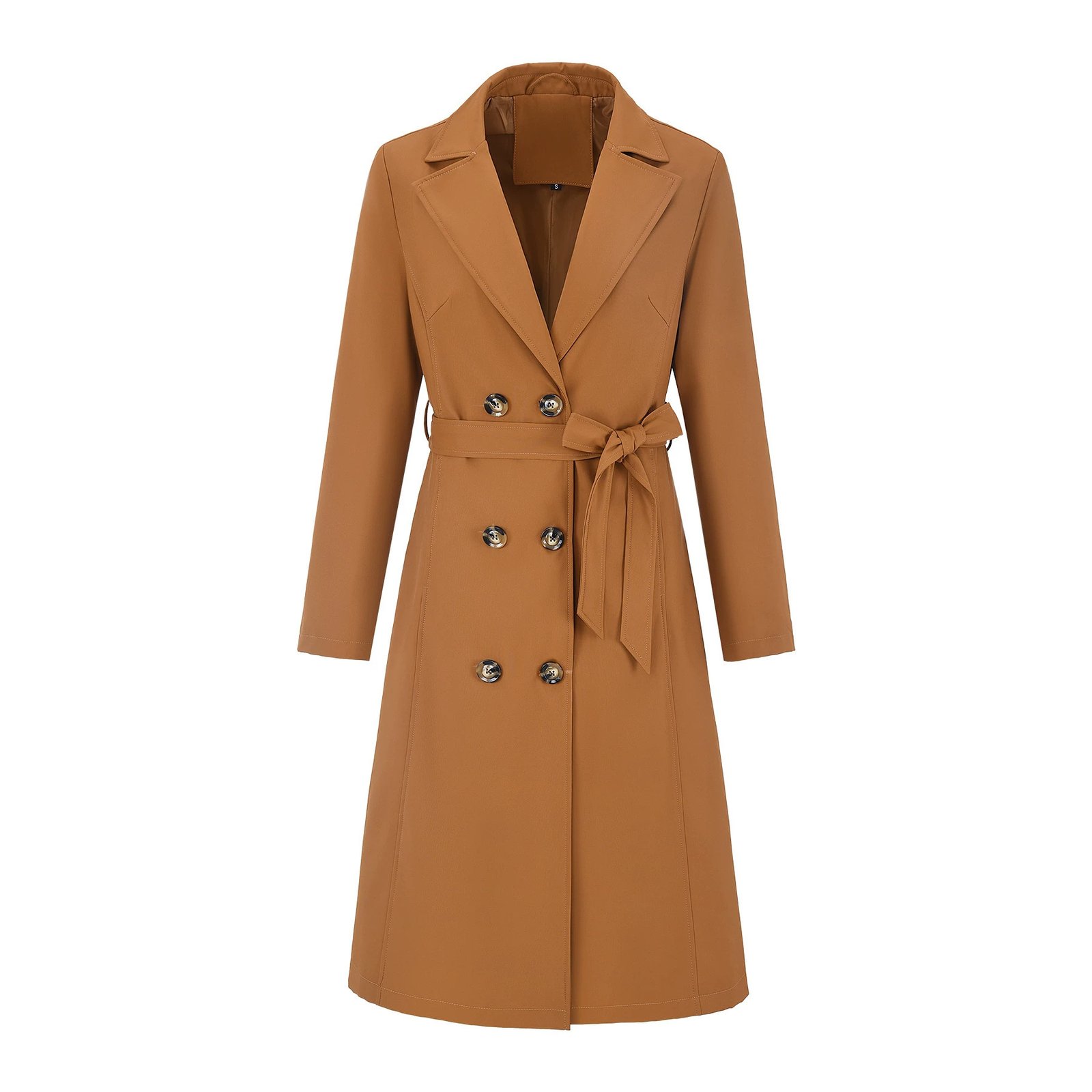 Elegant Lapel Double-breasted Long Trench Coat Outerwear - Image 7