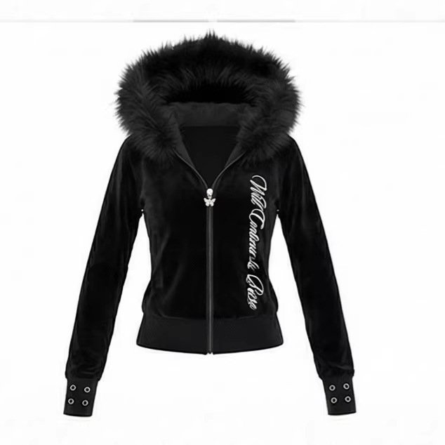 Plush Hooded Zip-up Jacket - Image 6