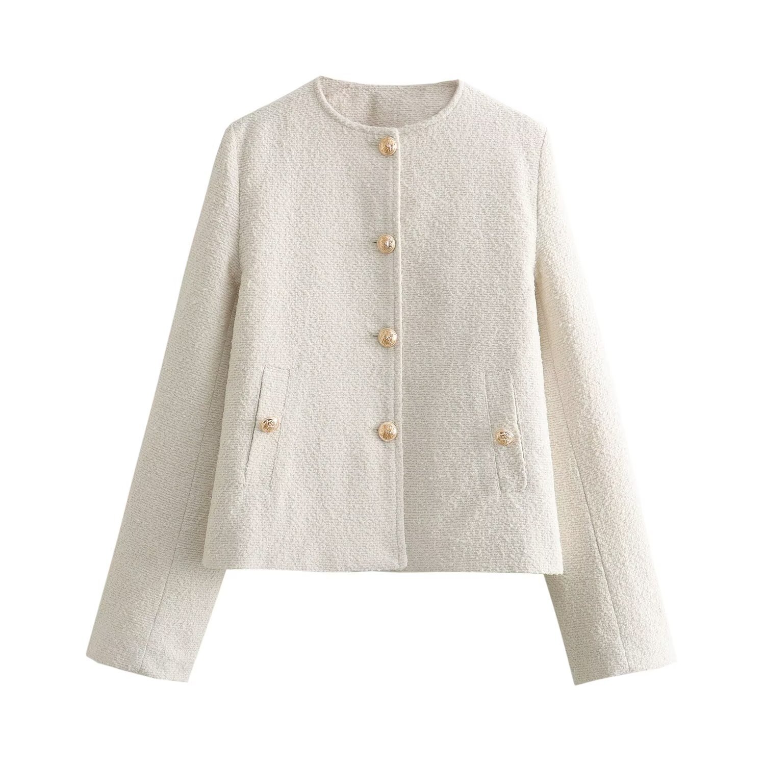 Loose-textured Cropped Chic Solid-colour Women's Jacket