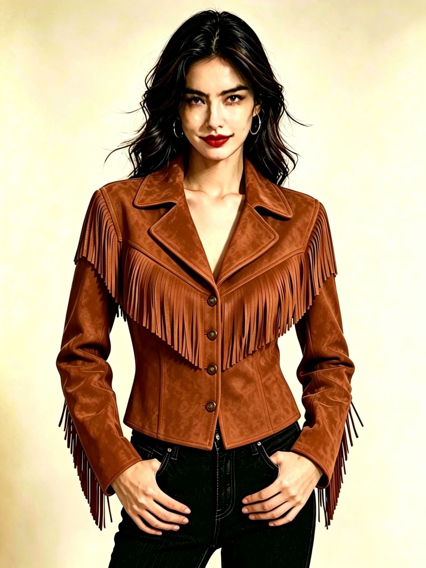 Notch-lapel Waist-cinched Jacket For Women - Image 4